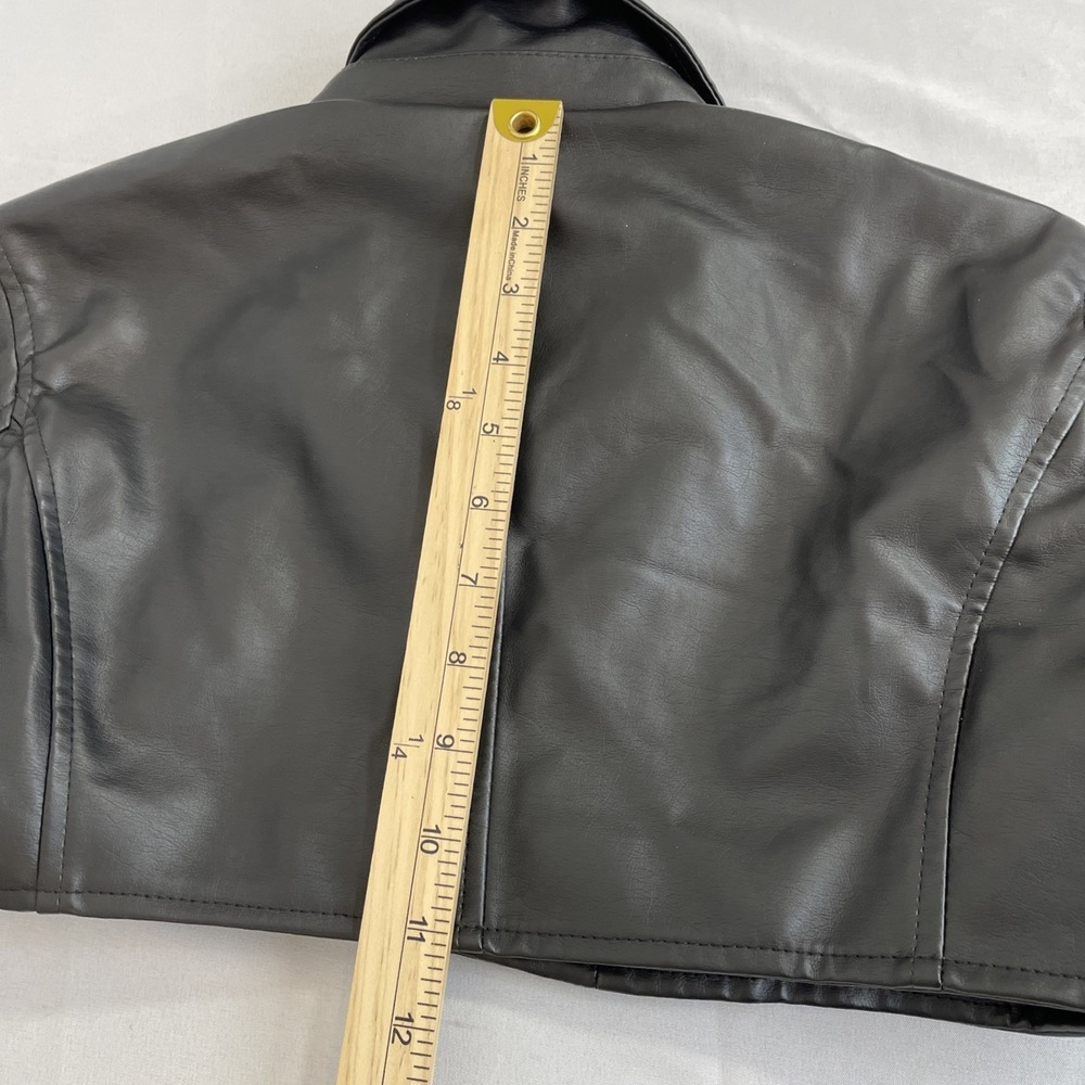 Fashion Nova Womens M Cropped Faux Leather Moto Jacket Zip L Sleeve+Belt NWTAGS - Picture 10 of 13